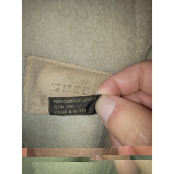 Vintage Guess Tan Suede Penny Lane Patchwork Y2K Coat Women's Size S - Picture 7 of 9